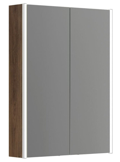 Dansani Ambi Speilskap med LED-lys 60x14,5x80 cm Brun Eik