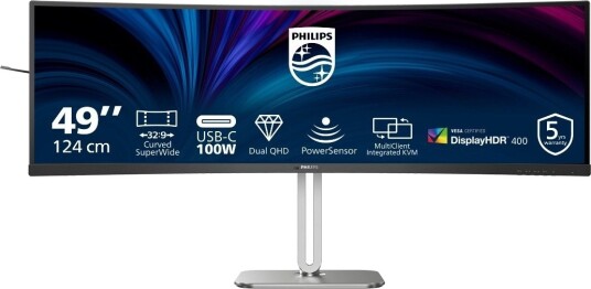 Philips 49B2U5900C Curved 49" Skjerm 5120x1440 75Hz med USB-C Docking Philips 49B2U5900C Curved 49" Skjerm 5120x1440 75Hz med USB-C Docking