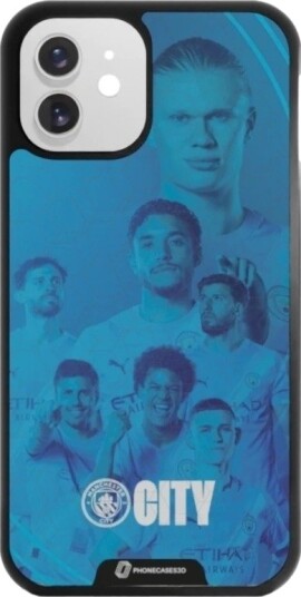 Phonecases3D iPhone 12 Man City 3D mobildeksel, svart