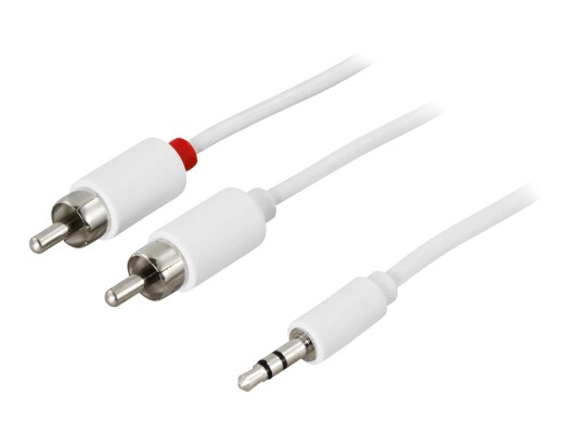 Deltaco Lydkabel 3,5 mm til RCA 0,5 m Hvit
