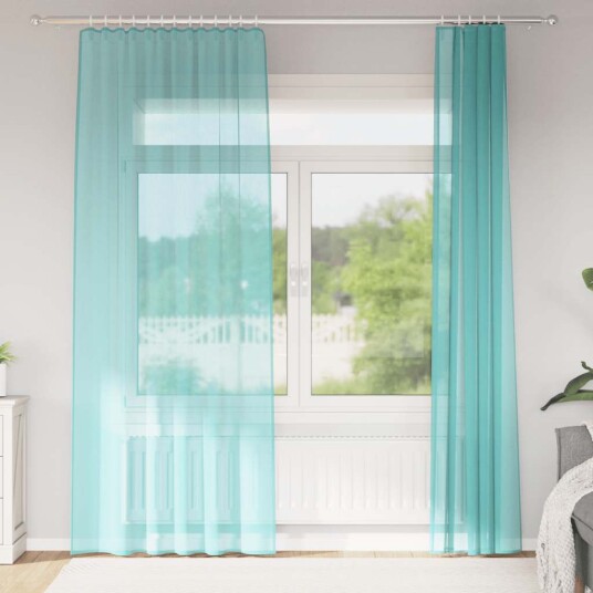 Voilegardiner med hemper 2 stk turkis 140x245 cm 8721158553454