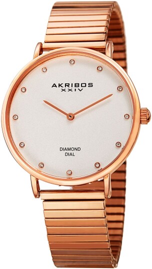 Akribos XXIV Dameklokke AK927RG Diamond Sølvfarget/Rose gulltonet