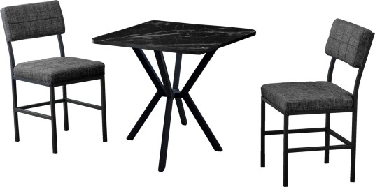 Stedum spisegruppe bord 70 cm + 2 stoler - Antrasitt og Svart