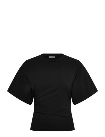 Weekday Draped Fitted T Shirt Black XS Weekday Draped Fitted T Shirt Black XS