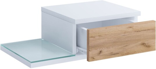 KonsilaM nattbord vegghengt 1 skuff eik dekor hvit.