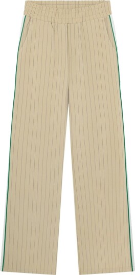 Indian Blue Jeans Bukser   Bred pinstripe   Sandshell m. Grønn   Indian Blue Jeans   14 år 164   Bukser   bomull   Beige