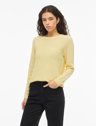 Vila Vidalo O Neck L/S Knit Top Noos Yellow XXL