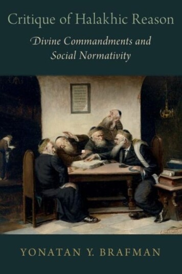 Critique of Halakhic Reason Divine Commandments and Social Normativity