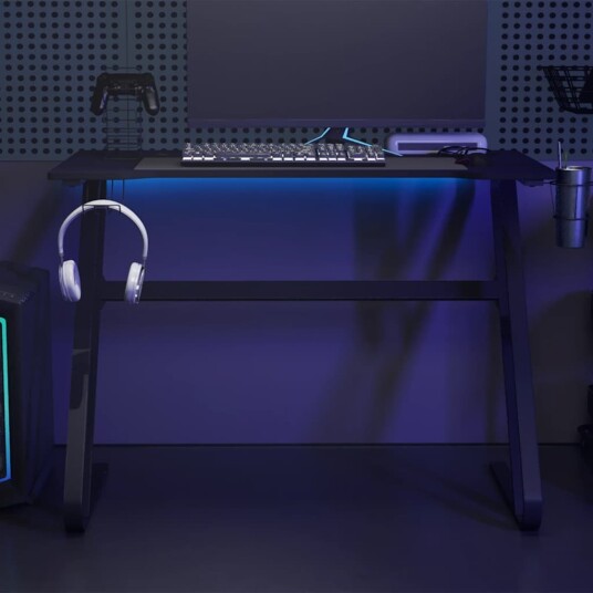 vidaXL Gamingbord med ZZ formede ben svart 110x60x75 cm