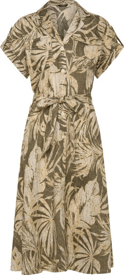 Lauren Ralph Lauren Palm Frond Print Linen Camp Shirtdress Green 32
