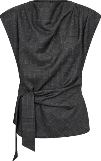 co’couture   Bluse EloraCC Check Pleat Top   Grå
