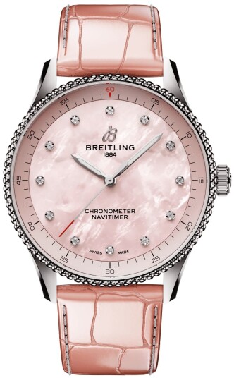 Breitling Dameklokke A77320D91K1P1 Navitimer 32 Rosa/Lær Ø32 mm Breitling Dameklokke A77320D91K1P1 Navitimer 32 Rosa/Lær Ø32 mm