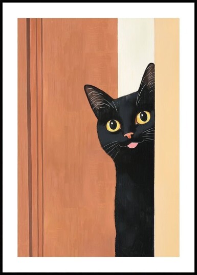 Black Cat Peeking Plakat Plakat / 40x50cm
