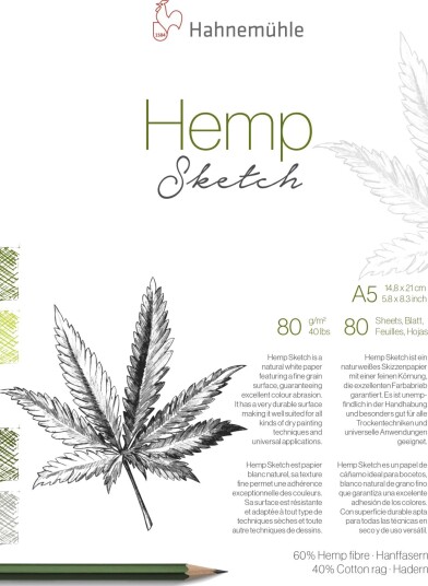 Hahnemühle Hemp Skisseblokk A5 80 g Hamp 80 Ark