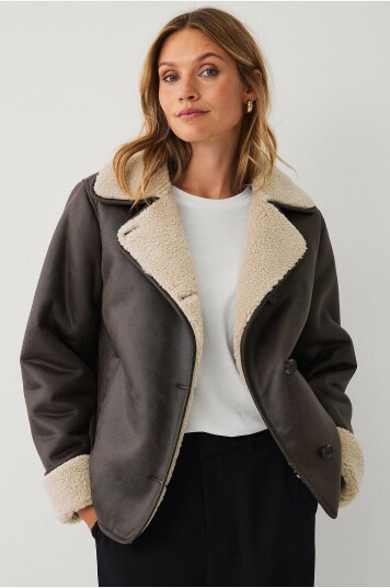 Ellos Collection   Shearling jakke   Brun