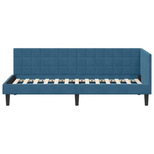 Hjørnesengramme med hodegjerde Blå 80 cm x 200 cm Fløyel Hjørnesengramme med hodegjerde Blå 80 cm x 200 cm Fløyel