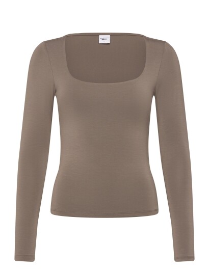 Gina Tricot Slim Fit Scoop Neck Top Brown M Gina Tricot Slim Fit Scoop Neck Top Brown M