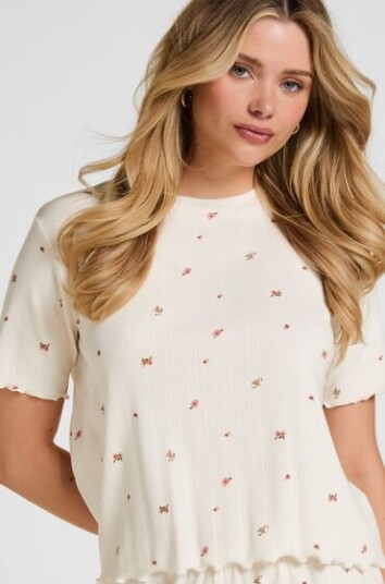 Hunkemöller Pyjamas Topp Pointelle Hvit