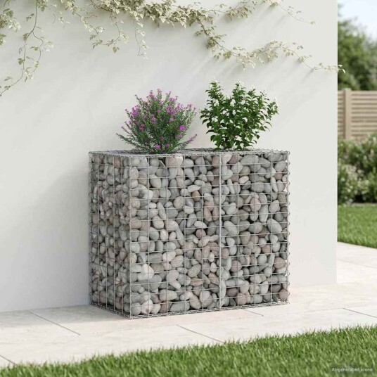 vidaXL Gabion hevet seng 90 x 50 x 80 cm Galvanisert stål Sølv