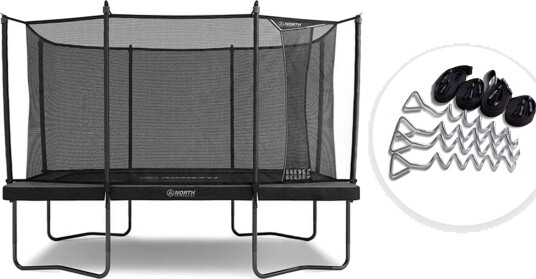 Trampoline North Pioneer Rektangulær / 3,7 m x 2,5 m / Trampoline + Forankringssett