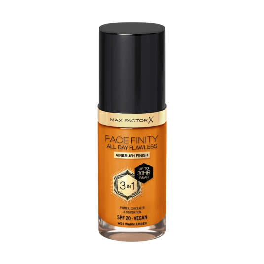Max Factor All Day Flawless 3 in 1 Foundation W91 Warm Amber 30ml