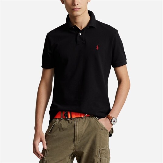 Ralph Lauren Slim Fit Mesh Polo Shirt - Black Ralph Lauren Slim Fit Mesh Polo Shirt - Black