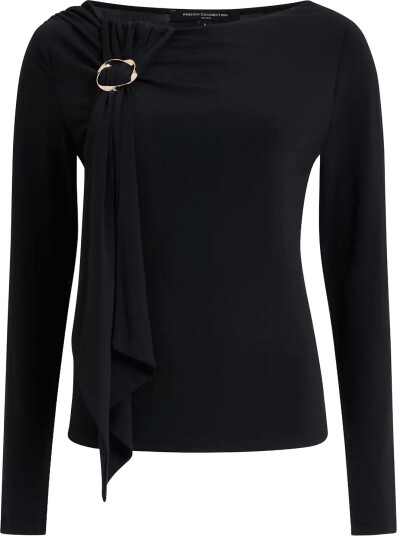 French Connection Maxine Jersey Trim L/S Tee   BLACK   L