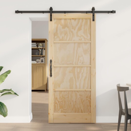 vidaXL Skyvedør Naturlig og svart 86 x 198,5 cm Heltre furu vidaXL Skyvedør Naturlig og svart 86 x 198,5 cm Heltre furu