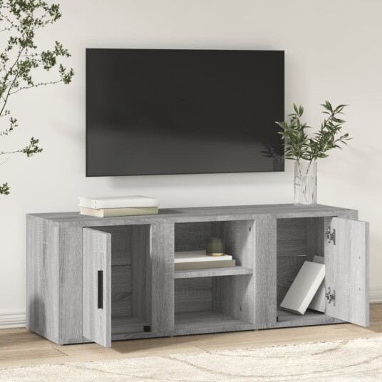  TV benk grå sonoma 100x31,5x35 cm konstruert tre