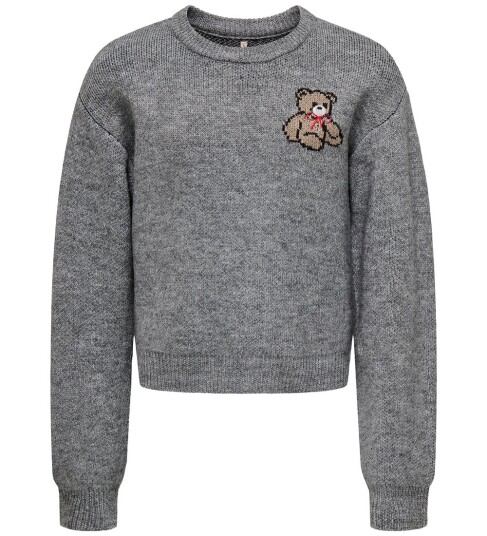 kids ONLY Medium Grey Melange Teddy Kogteddy L/S Pullover Knt Noos 158 164