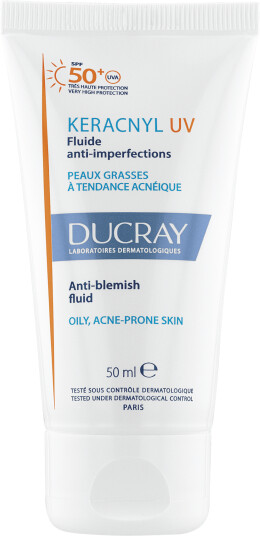 Ducray Keracnyl UV50 Solkrem SPF50+ til Fet Hud - 50 ml Ducray Keracnyl UV50 Solkrem SPF50+ til Fet Hud - 50 ml