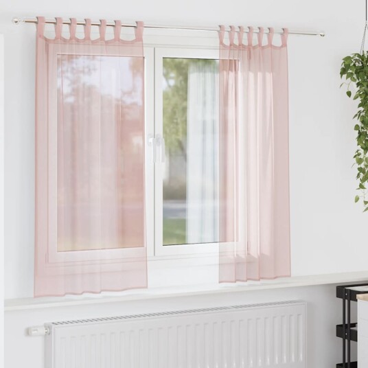 vidaXL Voilegardiner med hemper 2 stk lyserosa 140x175 cm