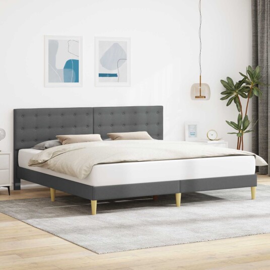 Sengestamme med hodegjerde Mørkegrå 180 x 200 cm Stoff Sengestamme med hodegjerde Mørkegrå 180 x 200 cm Stoff