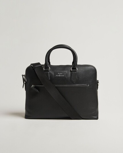 Polo Ralph Lauren Pebble Leather Messenger Bag Black Polo Ralph Lauren Pebble Leather Messenger Bag Black