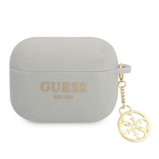 Veske Guess Guaplsc4eg Airpods Pro-Deksel Grå/Grå Silikon Charm 4G-Kolleksjon
