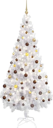 vidaXL Kunstig juletre med LED og kulesett 180 cm PVC hvit vidaXL Kunstig juletre med LED og kulesett 180 cm PVC hvit
