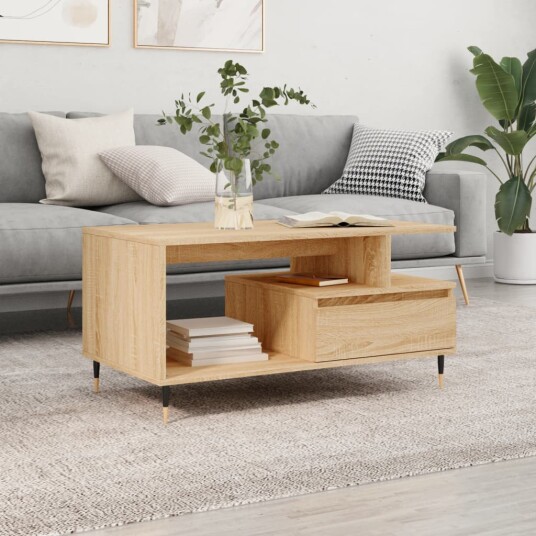 Salongbord sonoma eik 90x49x45 cm konstruert tre