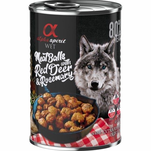 Alpha Spirit Kjøttboller Med Kronhjort Og Rosmarin Våtfã´R Hund 6 X 400G