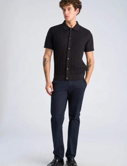 Lindbergh Knitted S/S Cable Cardigan   Black   XL