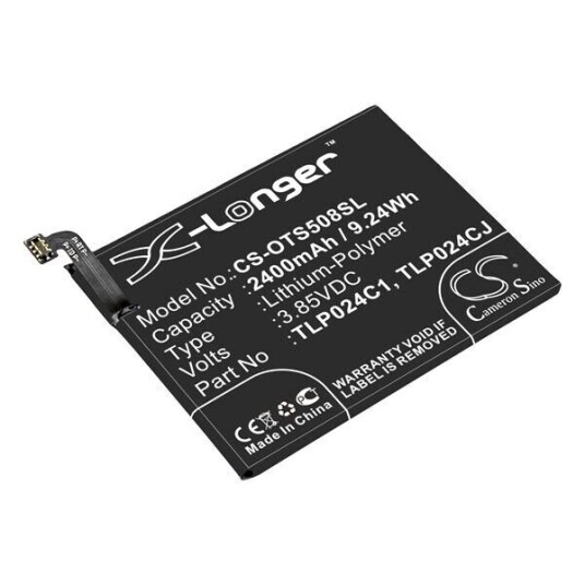 Alcatel A3 Dual Sim batteri (2400 mAh 3.85 V, Sort)