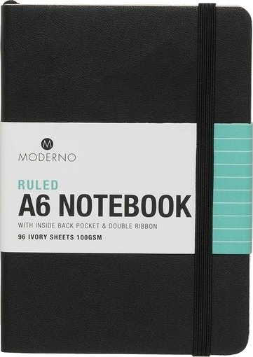 Notatbok Moderno Sort A6 Myk Linjer Notatbok Moderno Sort A6 Myk Linjer