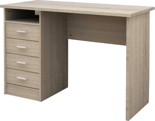 Skrivebord Praxia 110 cm med Oppbevaring Skuffer + Hylle Eik
