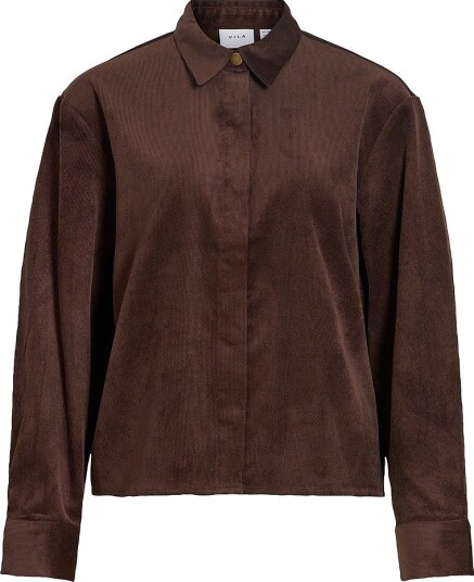 Vila Manchester skjorte Vicourdie L/S Shirt Brun