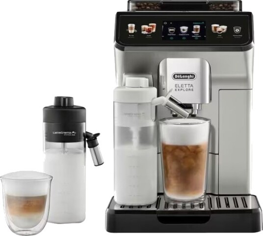DeLonghi Eletta Explore ECAM450.55.S Automatisk Espressomaskin med Melkeskummer 19 Bar Sølv DeLonghi Eletta Explore ECAM450.55.S Automatisk Espressomaskin med Melkeskummer 19 Bar Sølv
