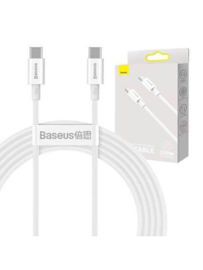 Baseus USB-C Kabel 2m 100W Hvit - Superior Series
