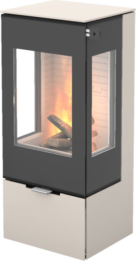 Rais Nexo 100 sand vedovn med sideglass og glassdør Rais Nexo 100 sand vedovn med sideglass og glassdør