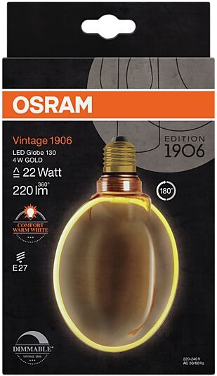 Osram led dekorasjonspære e27 ø130 22 220lm gold dim ekstra varm