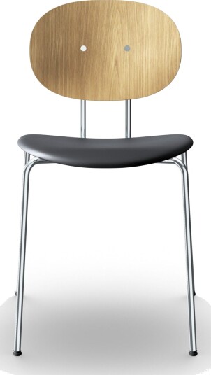 Sibast Furniture Piet Hein Spisestuestol Krom Eik og Sort Skinn
