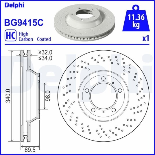Bremseskive DELPHI BG9415C