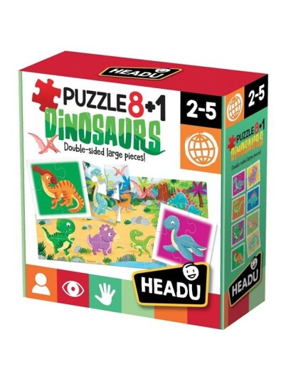 Headu Jigsaw Puzzle Double Sided 8in1 Dinosaur Gulv